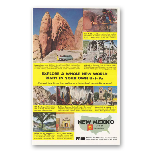 1955 New Mexico Laguna Rocks Vintage Magazine Print Ad