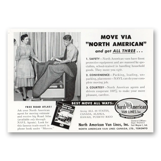 1955 North American Van Lines Move Via North American Vintage Magazine Print Ad