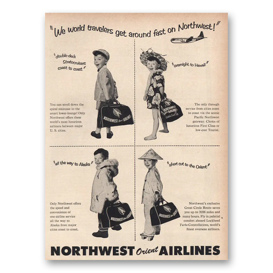 1955 Northwest Orient We World Travelers Vintage Magazine Print Ad