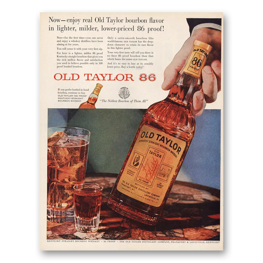 1955 Old Taylor Real Bourbon Flavor Vintage Magazine Print Ad