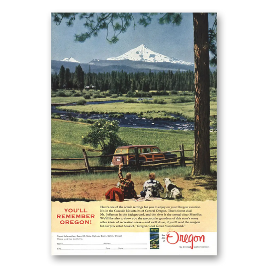 1955 Oregon Mt Jefferson Cascade Mountains Vintage Magazine Print Ad