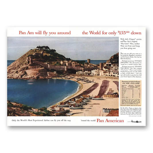 1955 Pan Am Fly You Around the World Vintage Magazine Print Ad