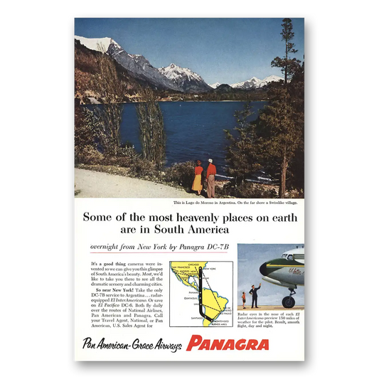 1955 Panagra Airlines Lago do Moreno Argentina Heavenly Places Vintage Magazine Print Ad