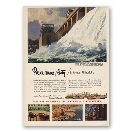 1955 Philadelphia Electric Conowingo Vintage Magazine Print Ad