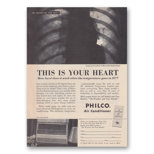 1955 Philco Air Conditioner This Is Your Heart Vintage Magazine Print Ad