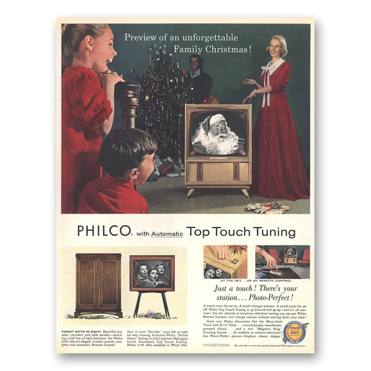 1955 Philco Television Unforgettable Family Christmas Vintage Magazine Print Ad