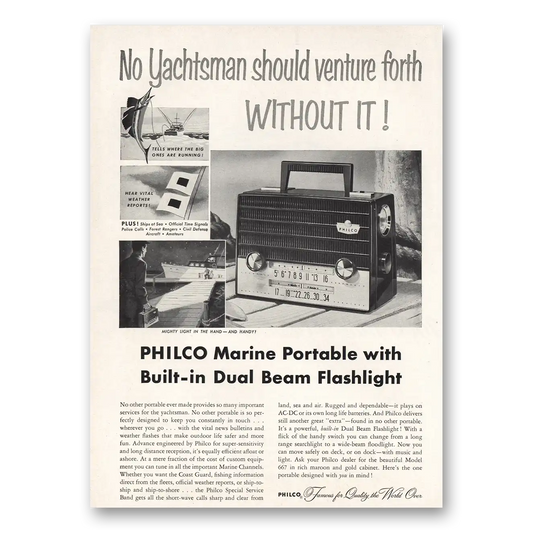 1955 Philco Radio Marine Portable Radio Yachtsman Vintage Magazine Print Ad