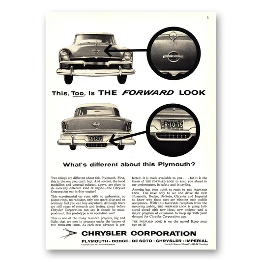 1955 Plymouth This Too is the Forward look CR1075 Vintage Magazine Print Ad