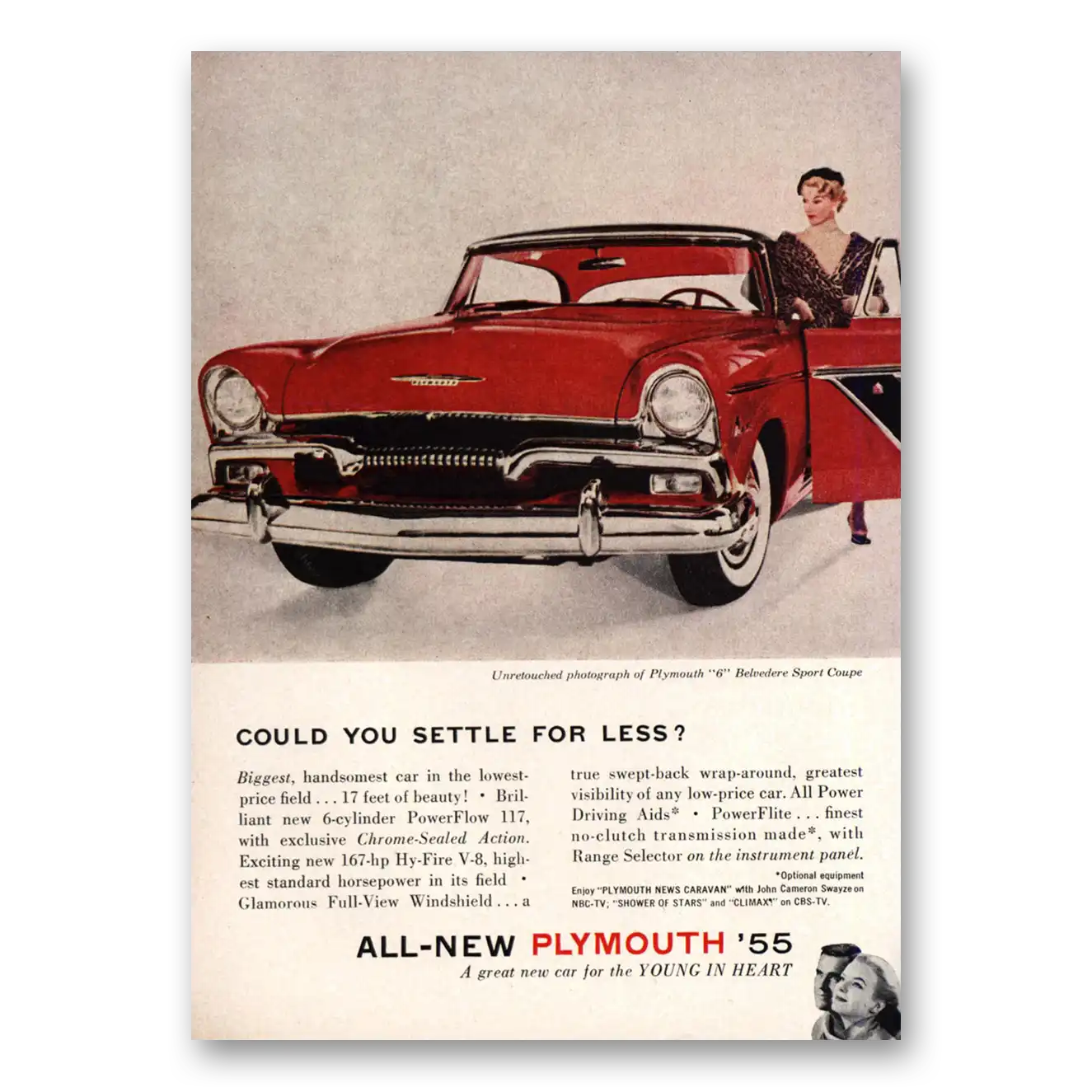 1955 Plymouth Belvedere Could You Settle for Less Vintage Magazine Print Ad