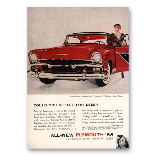 1955 Plymouth Belvedere Could You Settle for Less Vintage Magazine Print Ad