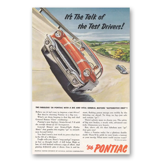 1955 Pontiac Strato Streak Talk of the Test Drivers Vintage Magazine Print Ad