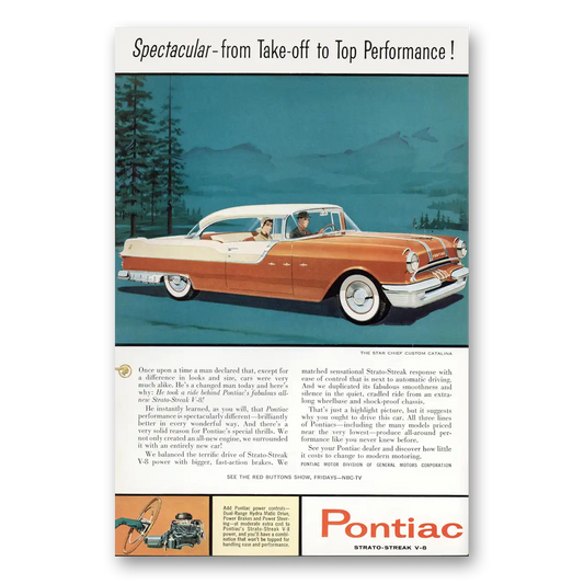 1955 Pontiac Star Chief Custom Catalina Spectacular From Take Off Vintage Magazine Print Ad