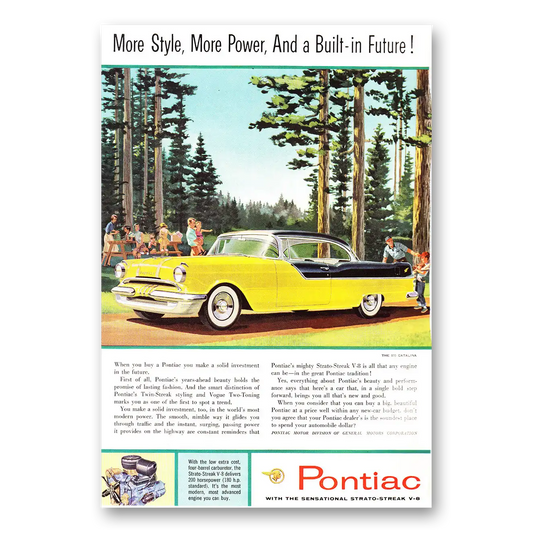 1955 Pontiac Catalina More Style More Power Forest Vintage Magazine Print Ad