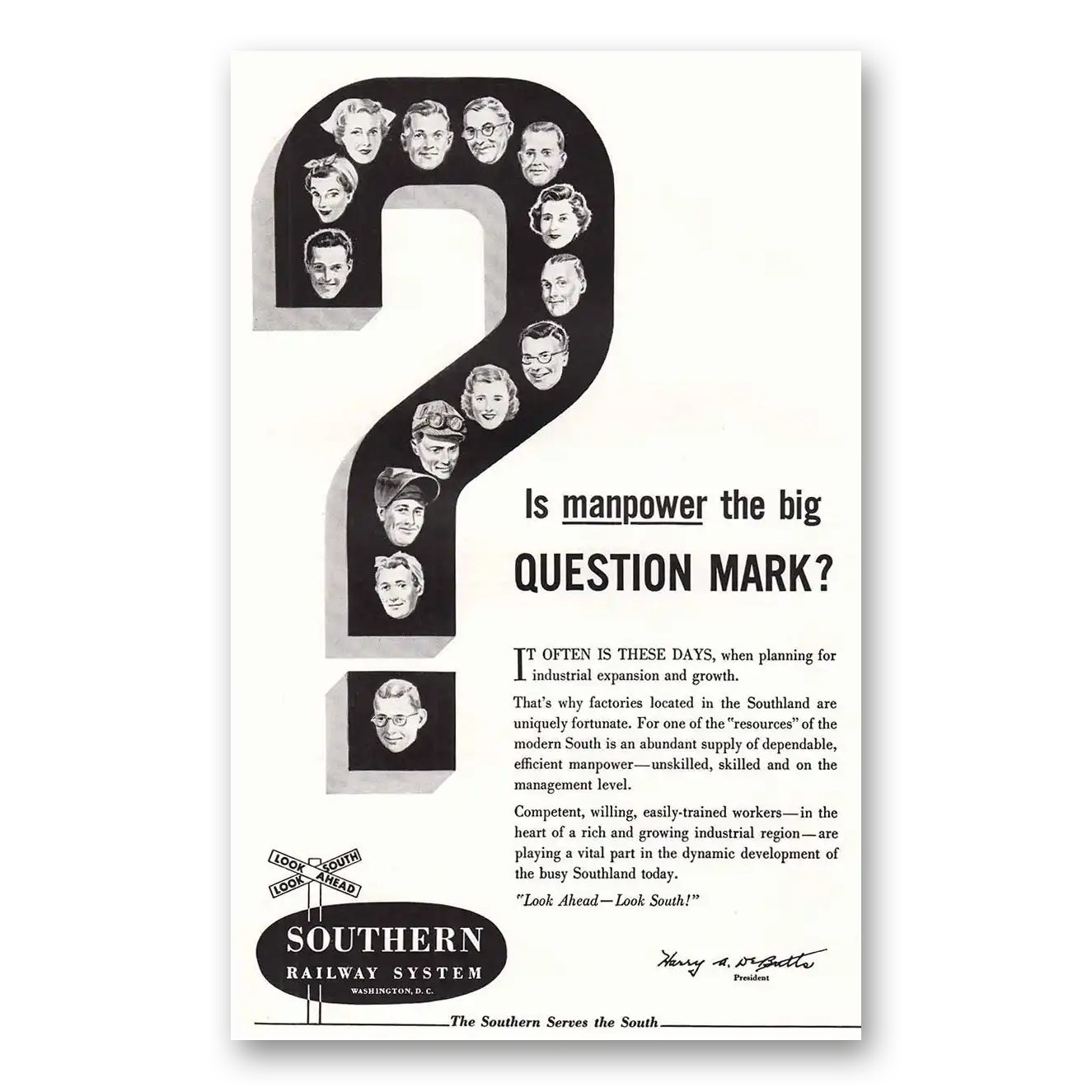 1955 Southern Railway Question Mark Vintage Magazine Print Ad