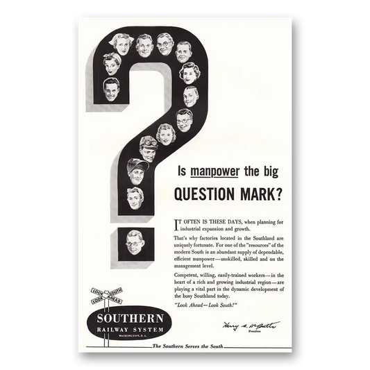 1955 Southern Railway Question Mark Vintage Magazine Print Ad