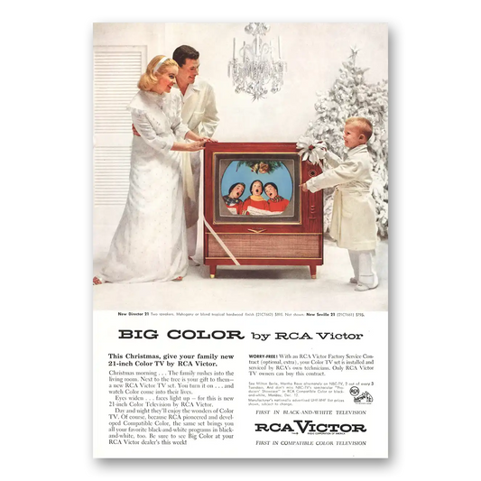 1955 RCA Victor Television Director 21 Big Color Christmas Vintage Magazine Print Ad