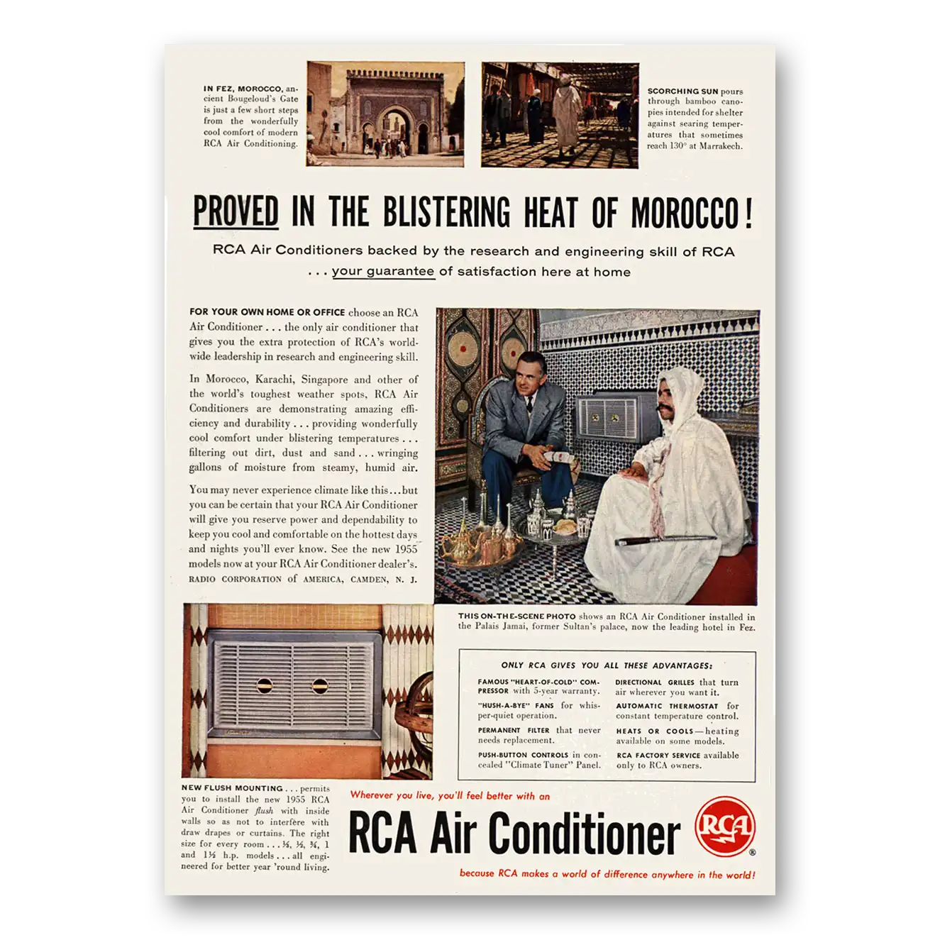 1955 RCA Air Conditioner Blistering Heat of Morocco Vintage Magazine Print Ad