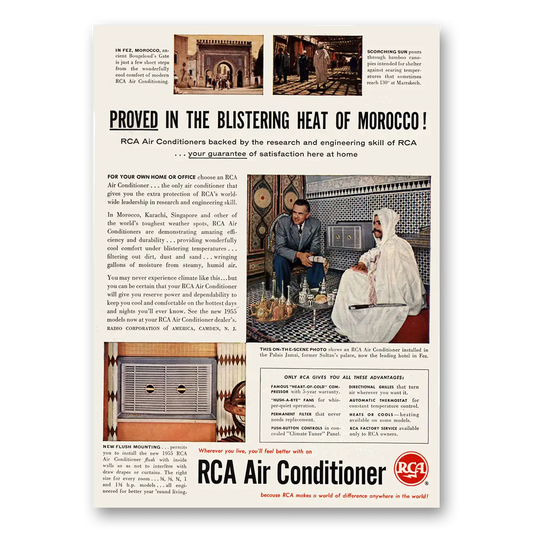 1955 RCA Air Conditioner Blistering Heat of Morocco Vintage Magazine Print Ad