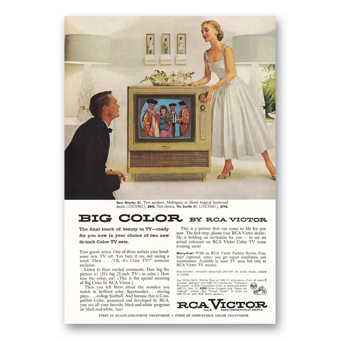 1955 RCA Victor Television New Director 21 TV Vintage Magazine Print Ad