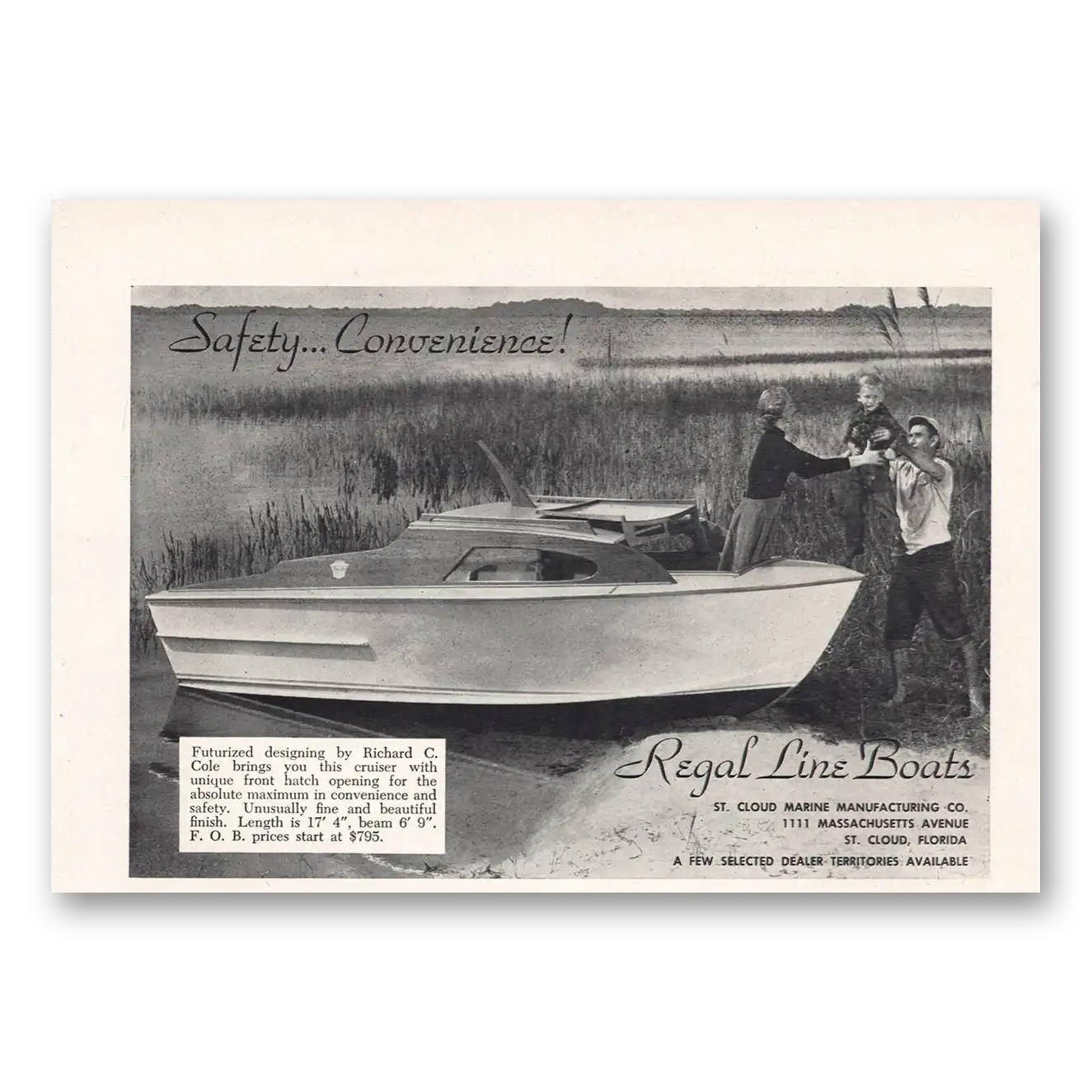 1955 Regal Line Boats St Cloud Safety Convenience Vintage Magazine Print Ad