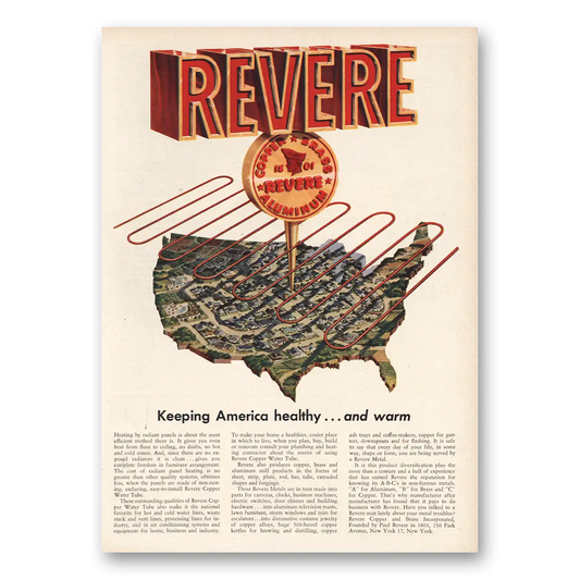 1955 Revere Copper + Brass Keeping America Healthy Vintage Magazine Print Ad