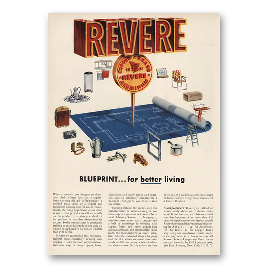 1955 Revere Copper + Brass Blueprint for Better Living Vintage Magazine Print Ad