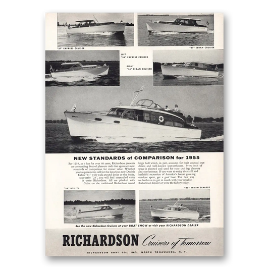 1955 Richardson Boats Express Sedan Cruiser Vintage Magazine Print Ad