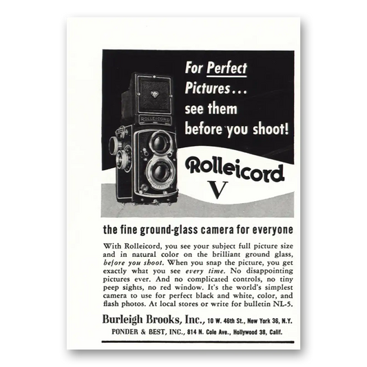 1955 Rolleicord Camera Fine Ground Glass Camera Vintage Magazine Print Ad