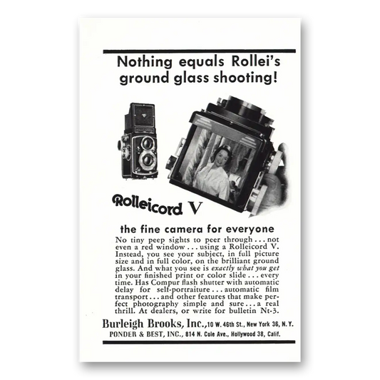 1955 Rolleicord Camera Ground Glass Shooting Vintage Magazine Print Ad