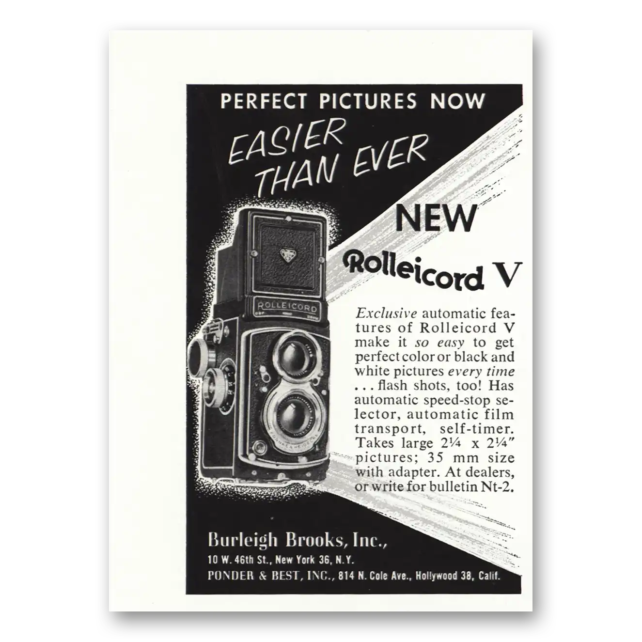 1955 Rolleicord Camera Easier Than Ever Vintage Magazine Print Ad