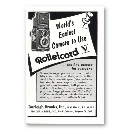 1955 Rolleicord Camera Worlds Easiest Camera Vintage Magazine Print Ad