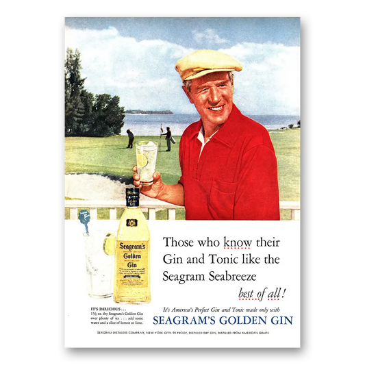 1955 Seagrams Golden Gin Those Who Know Their Gin and Tonic Vintage Magazine Print Ad