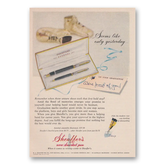 1955 Sheaffers Snorkel Pen Seems Like Only Yesterday Vintage Magazine Print Ad