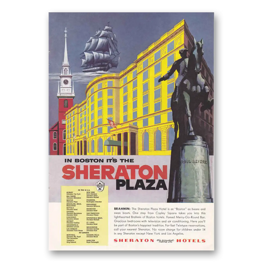 1955 Sheraton Plaza Hotel Boston Brahmin As Boston As Beans Vintage Magazine Print Ad