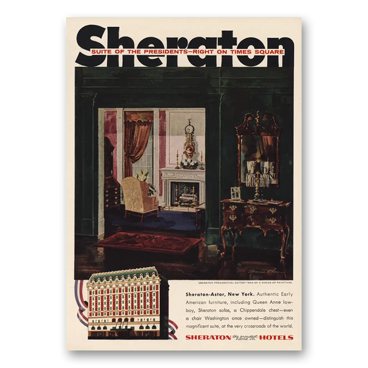 1955 Sheraton Hotels Right On Times Square Vintage Magazine Print Ad