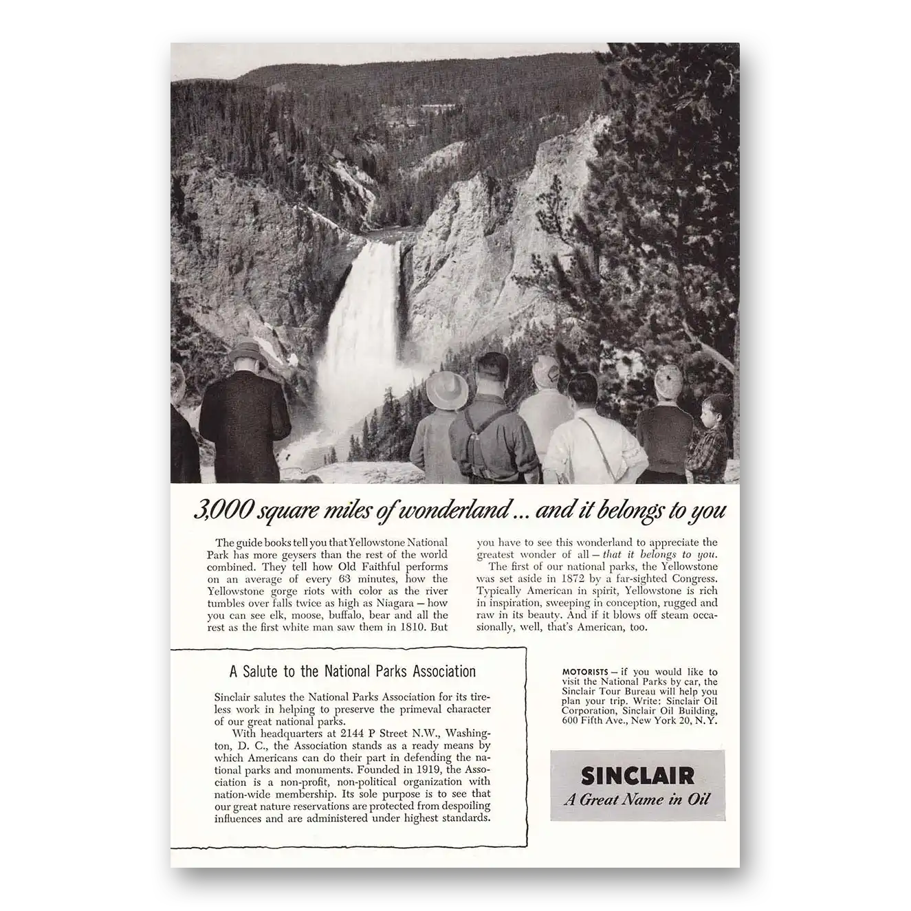 1955 Sinclair Salute to National Parks Association Vintage Magazine Print Ad