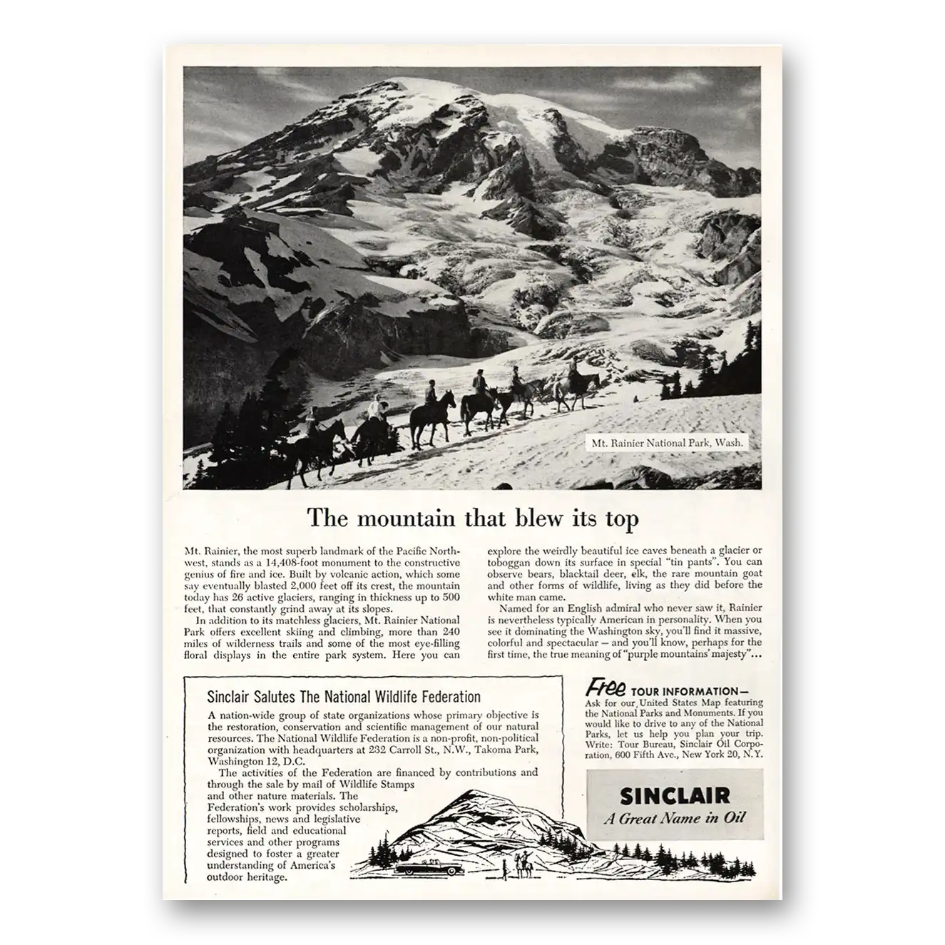 1955 Sinclair Salutes National Wildlife Federation Vintage Magazine Print Ad