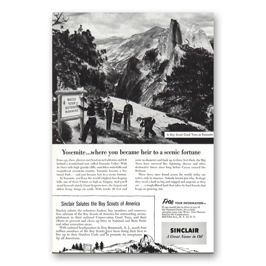 1955 Sinclair Yosemite Scenic Fortune Vintage Magazine Print Ad