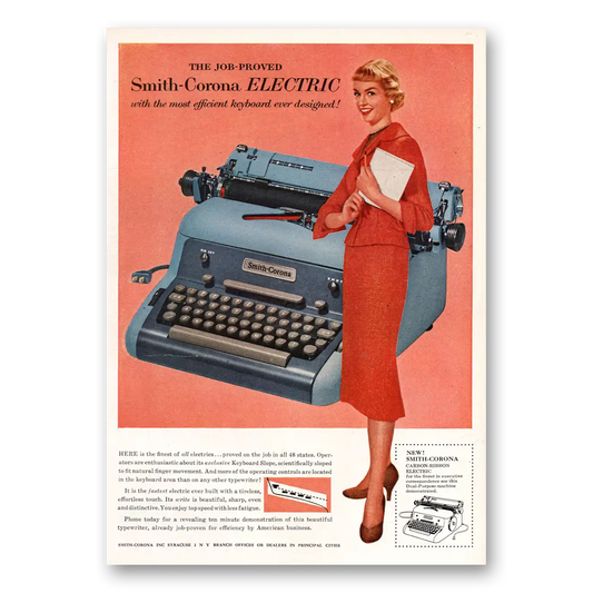 1955 Smith Corona Typewriters Electric Typewriter Job Proved Vintage Magazine Print Ad