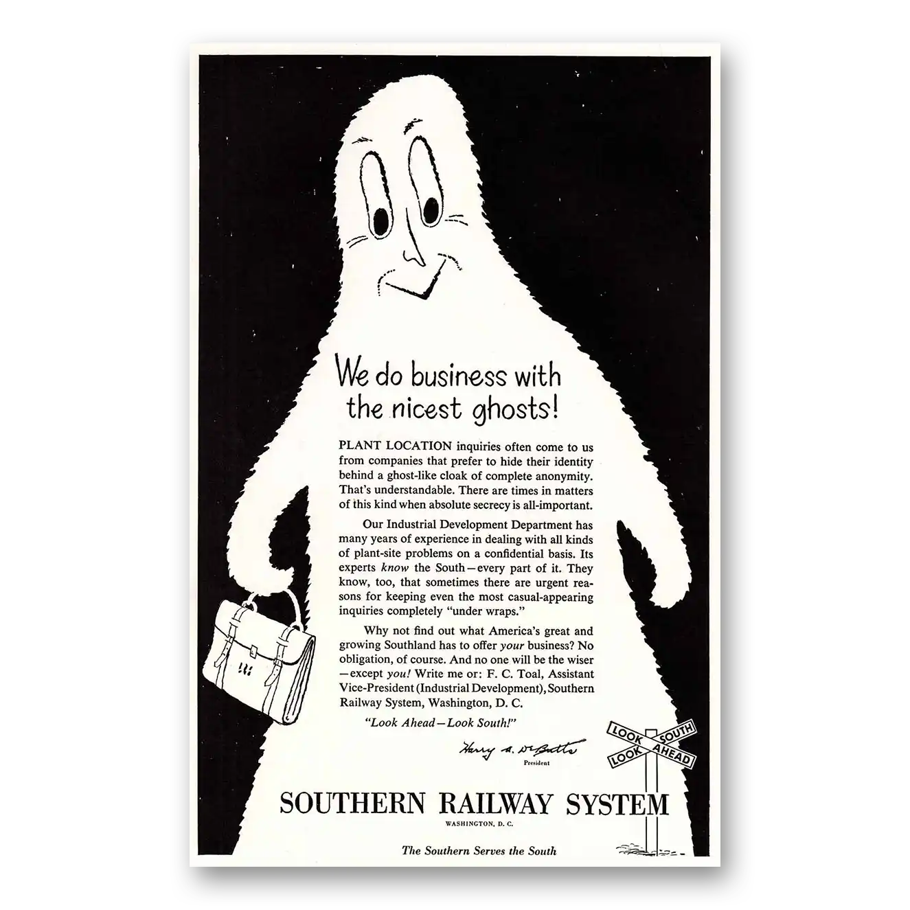 1955 Southern Railway Nicest Ghosts Vintage Magazine Print Ad