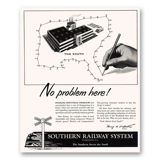 1955 Southern Railway No Problem Here Vintage Magazine Print Ad