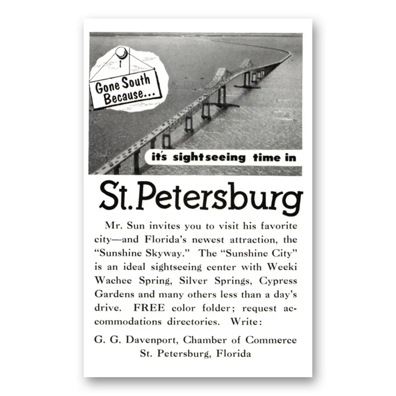 1955 St Petersburg Florida Gone South Because Vintage Magazine Print Ad