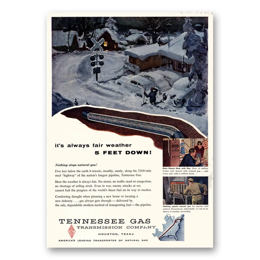 1955 Tennessee Gas Always Fair Weather 5 Feet Down Vintage Magazine Print Ad