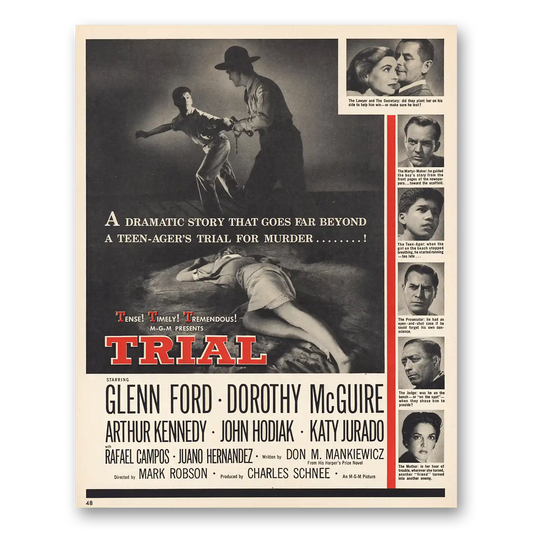 1955 Trial Promo Glenn Ford and Dorothy McGuire Vintage Magazine Print Ad