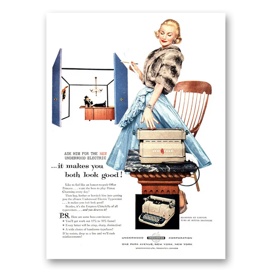 1955 Underwood Typewriter Typewriter Makes You Both Look Good Vintage Magazine Print Ad