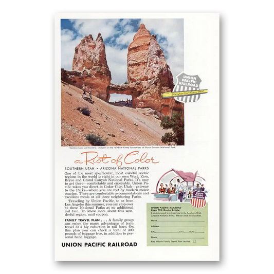 1955 Union Pacific Railroad Riot of Color Bryce Canyon Vintage Magazine Print Ad