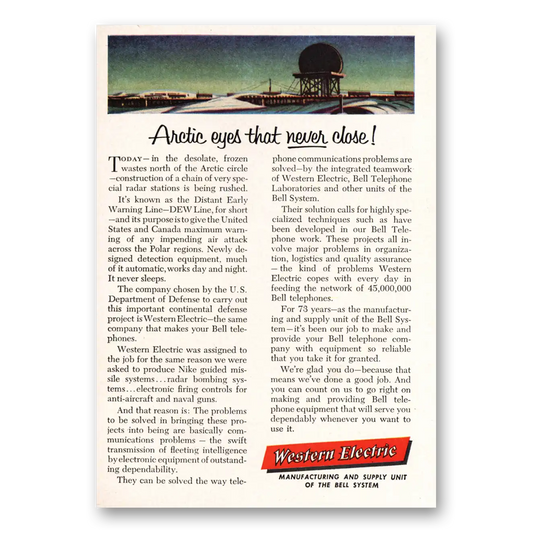 1955 Western Electric Arctic Eyes That Never Close Vintage Magazine Print Ad