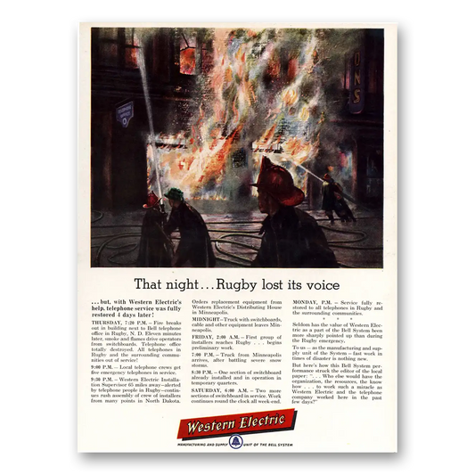 1955 Western Electric Rugby Lost Its Voice Vintage Magazine Print Ad