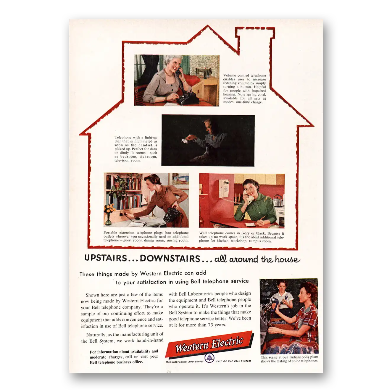 1955 Western Electric Upstairs Downstairs All Around the House Vintage Magazine Print Ad