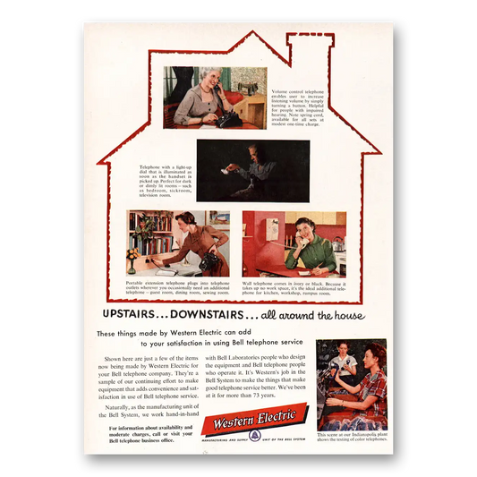 1955 Western Electric Upstairs Downstairs All Around the House Vintage Magazine Print Ad